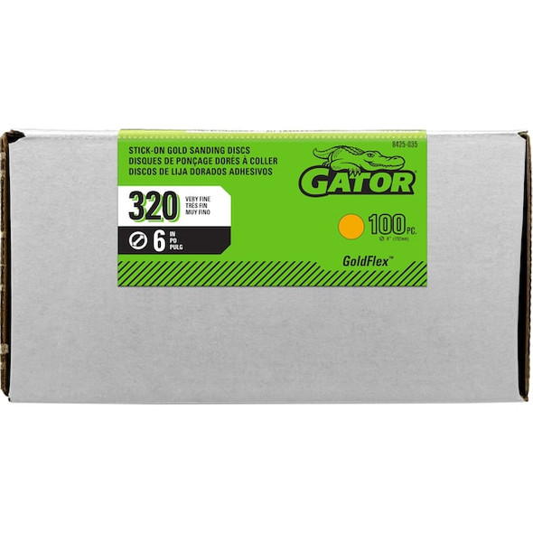 Gator Finishing PSA Sanding Disc,320 Grit,Gold,PK100 8425035