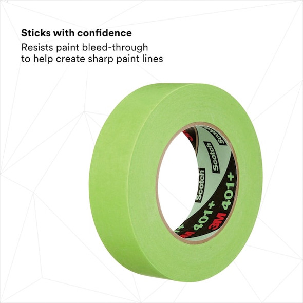 3m Painter's Tape, 36 mm W x 55 m L, 6.7 mil Thick, Green, Rubber Adhesive, 16 PK 401+