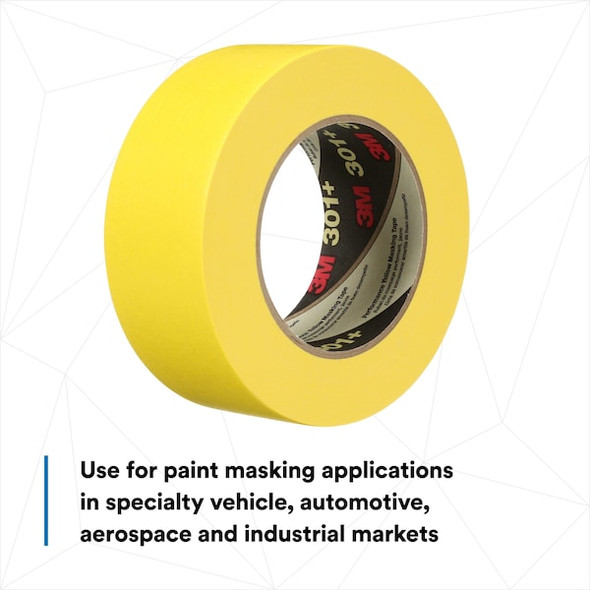 3m Painter's Tape, 48 mm W x 55 m L, 6.3 mil Thick, Yellow, Rubber Adhesive, 24 PK 301+