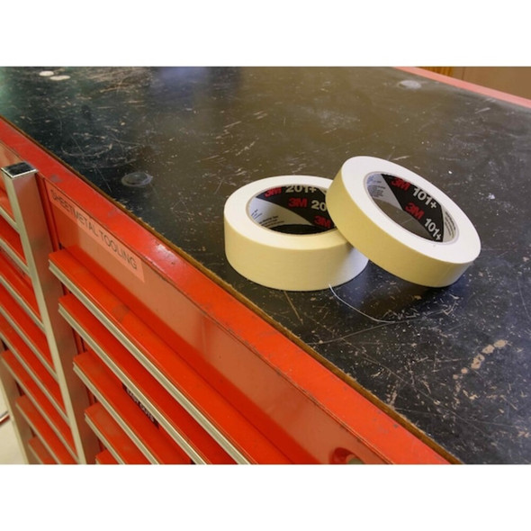 Masking Tape, 72 mm W x 55 m L, 5.1 mil Thick, Tan, Rubber Adhesive, 12 PK  101+
