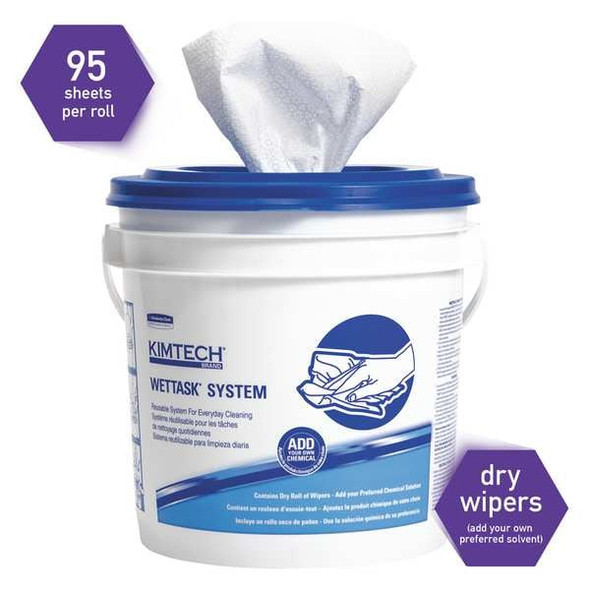 Kimberly-Clark Professional WypAll Dry Wipe Roll, White, Hydroknit, 12 in x 6 in, 95 Sheets 06001