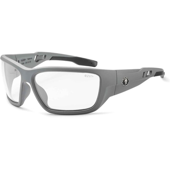 Ergodyne BALDR, Safety Glasses, Anti-Scrtach, Clear Lens, Gray Frame, Full-Frame BALDR
