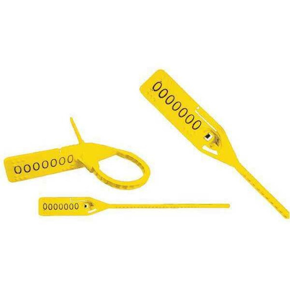 Pull Rip Stamped Seals 5-1/2" x 9/64", Yellow, Pk250