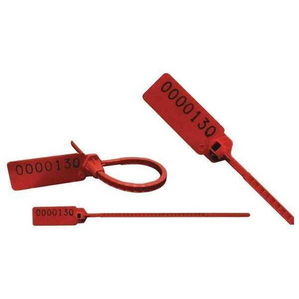 Pull Tight Stamped Seals 5-1/2" x 9/64", Red, Pk250