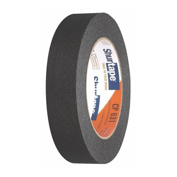 Masking Tape, 24 mm W x 55 m L, 4.9 mil Thick, Black, Rubber Adhesive, 36 PK