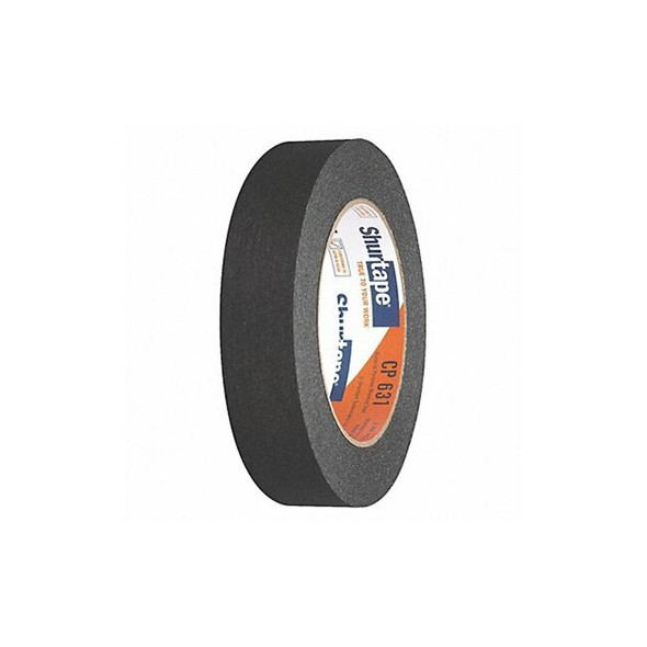 Masking Tape, 24 mm W x 55 m L, 4.9 mil Thick, Black, Rubber Adhesive, 36 PK