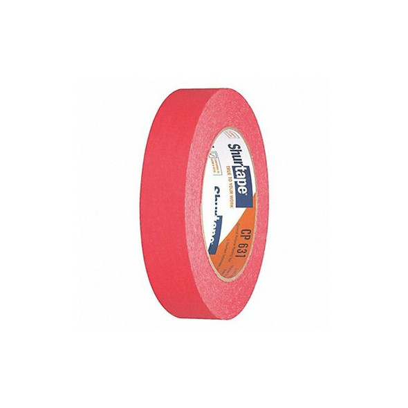 Masking Tape, 24 mm W x 55 m L, 4.9 mil Thick, Red, Rubber Adhesive, 36 PK