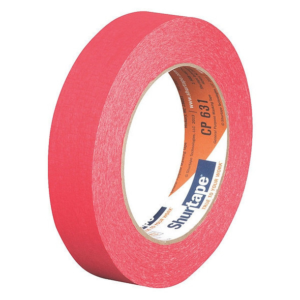 Shurtape Masking Tape, 24 mm W x 55 m L, 4.9 mil Thick, Red, Rubber Adhesive, 36 PK 183263