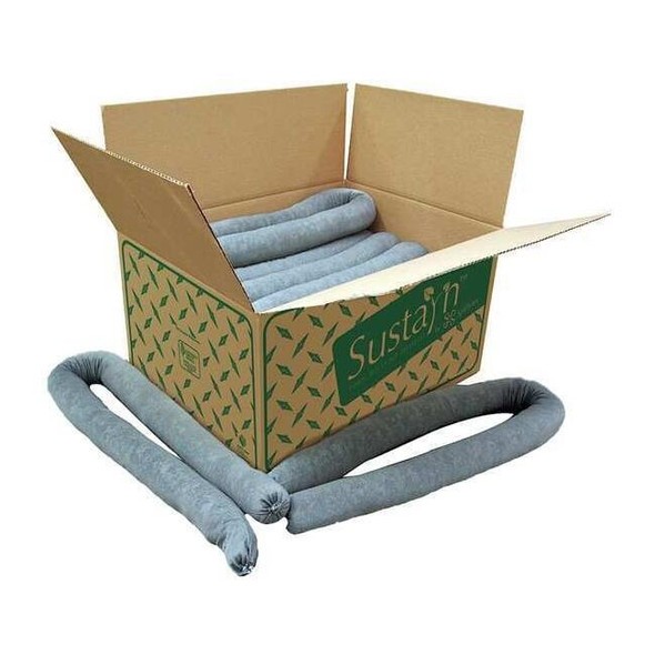 Sorbent Sock, 17 gal, 3 in x 48 in, Universal, Gray, 15 PK