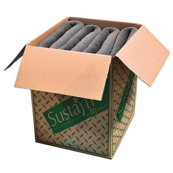 Sustayn by Spilfyter Sorbent Sock, 44 gal, 3 in x 48 in, Universal, Gray, 40 PK G-34