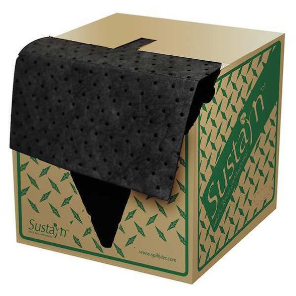 Sorbent Pad, 27 gal, 16 in x 18 in, Universal, Black, 100 PK