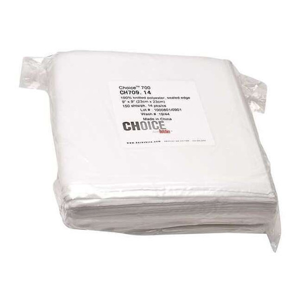Berkshire Cleanroom Wipe, 9 x 9", 150 Wipes CH709.14