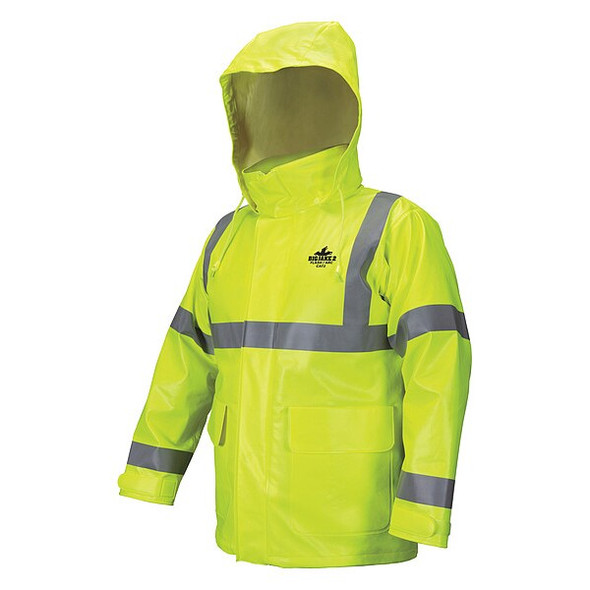 Flame Resistant Rain Jacket, 11 cal/sq cm, L, 11 oz PVC, Snaps, Zipper Closure