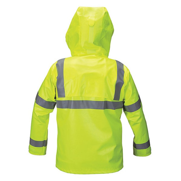 Mcr Safety Flame Resistant Rain Jacket, 11 cal/sq cm, L, 11 oz PVC, Snaps, Zipper Closure BJ238JHL