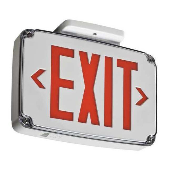 Exit Sign, White, 2 Face(s), LED, Universal Mount, Not Battery Powered