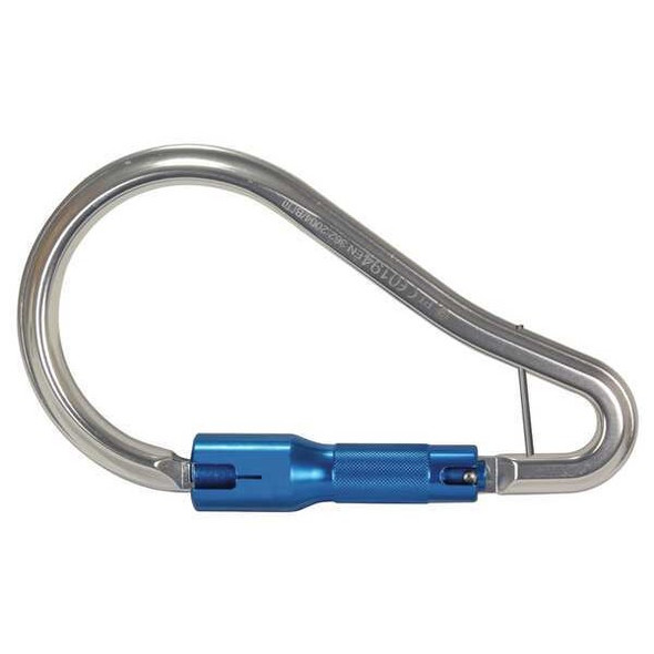Carabiner, Twist-Lock, Pear, 8 in Length, 2" Gate Opening, Aluminum, natural