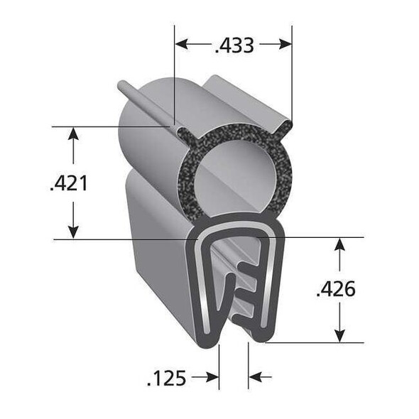 Trim-Lok Black Vinyl Trim Seal 25 ft L, 7/16 in W, 7/8 in H DDA2513-25