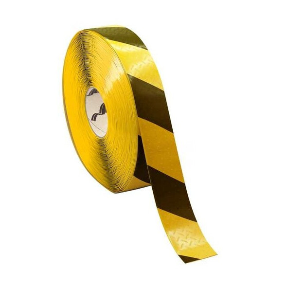 Mighty Line Floor marking,Black/Yellow,2inx2in,Roll MTH270