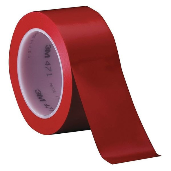 3m Floor Marking Tape, vinyl, No Legend, Red, 3 in W., 5.2 mil Thickness 471