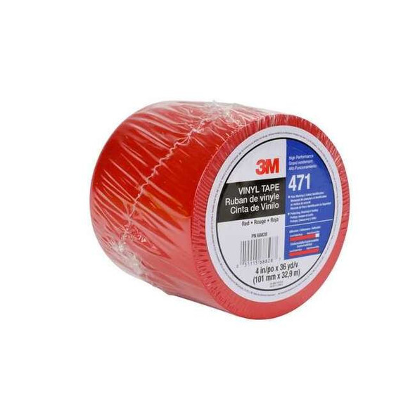 3m Floor Marking Tape, vinyl, Solid, Red, 4 in W., 5.2 mil Thickness 471