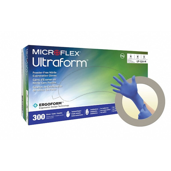 Microflex Disposable Nitrile Gloves, Exam Grade, Ergoform Technology, Powder-Free, XL, PK250