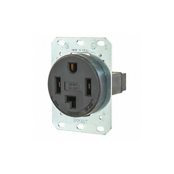 Bryant Receptacle,Blk,30A,3 Poles,4 Wires 9430FR Bryant Receptacle,Blk,30A,3 Poles,4 Wires 9430FR