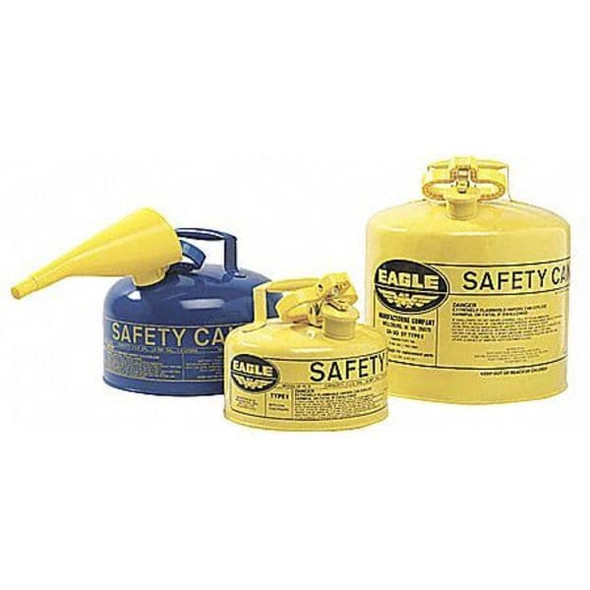 Type I Safety Can, Galvanized Steel, 2 gal, Green, Self-Closing Lid, 11.25 in Dia., Combustibles