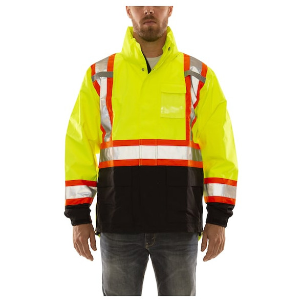 Tingley Rain Jacket, Polyester, Class 3 R, Green, 2XL J24122C