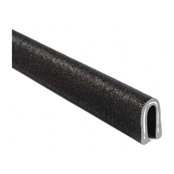 Edge Trim, PVC, Aluminum, 25 ft Length, 3/8 in Overall Width, Style: Rubber Look