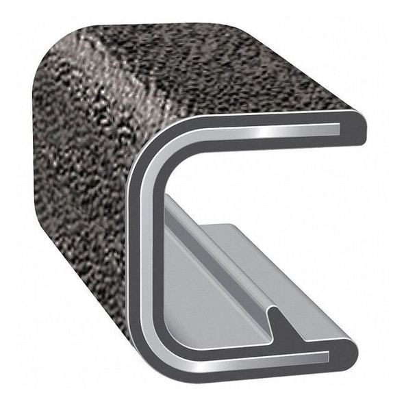 Trim-Lok Edge Trim, 25 ft L,Black, PVC, 1/4 in W 75B3X3/32-25