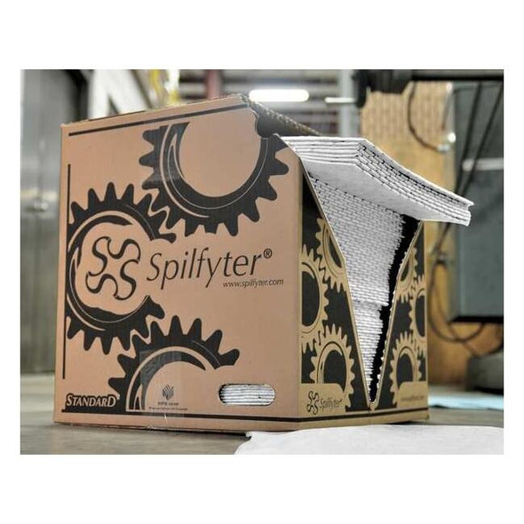 Spilfyter Sorbent Pad, 32 gal, 16 in x 18 in, Oil, White, Polypropylene Z-70