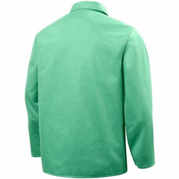 Welding Jacket, Cotton, 12 oz, 30 in Length, Snaps Closure, 2 Pockets, Green, L  1038-L