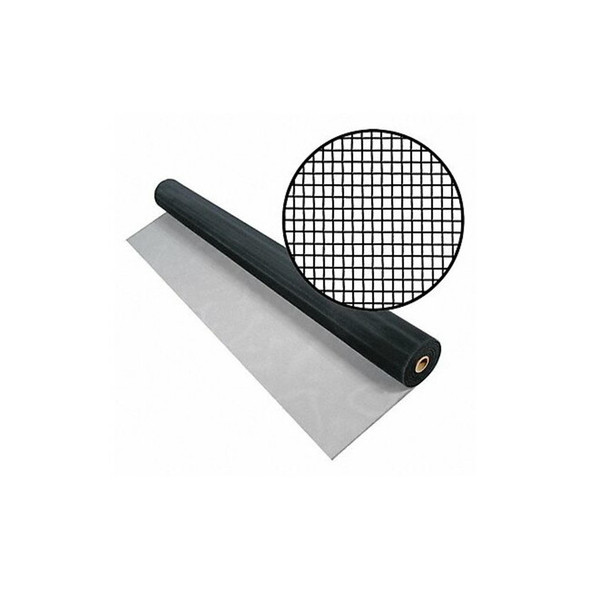 Door and Window Screen, Aluminum, 60 in W, 50 ft L, 0.01 in Wire Dia, Black