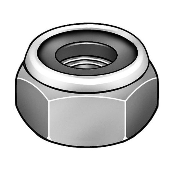 Nylon Insert Lock Nut, 1/2"-13, Steel, Grade 2, Zinc Plated, 39/64 in Ht, 600 PK