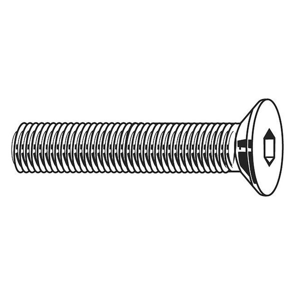 3/8"-24 Socket Head Cap Screw, Flat, Zinc Plated Steel, 1 in Length, 50 PK