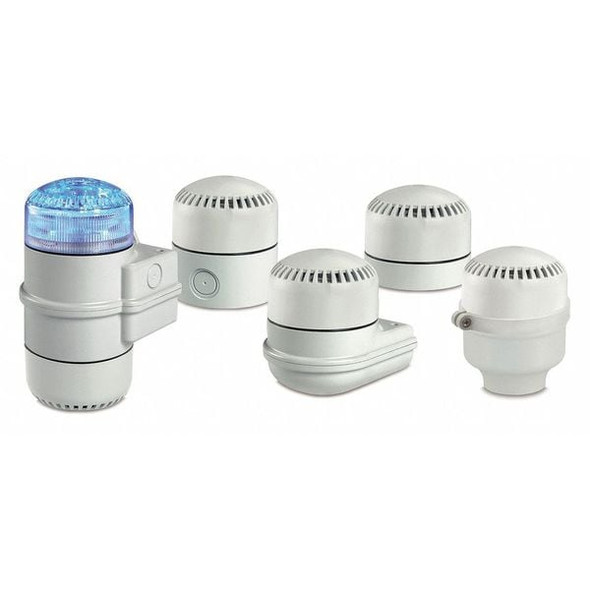 Electronic Sounder, Siren, Continuous, 12 to 24V AC/DC, 120 to 240V AC, 55 to 95dB, 65 to 105dB