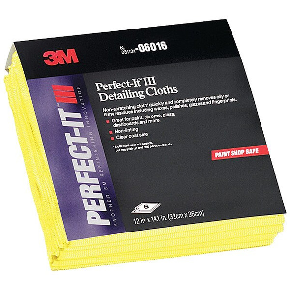 3m Detailing Cloth,Microfiber,14x12 In,Pk6 6016 3m Detailing Cloth,Microfiber,14x12 In,Pk6 6016