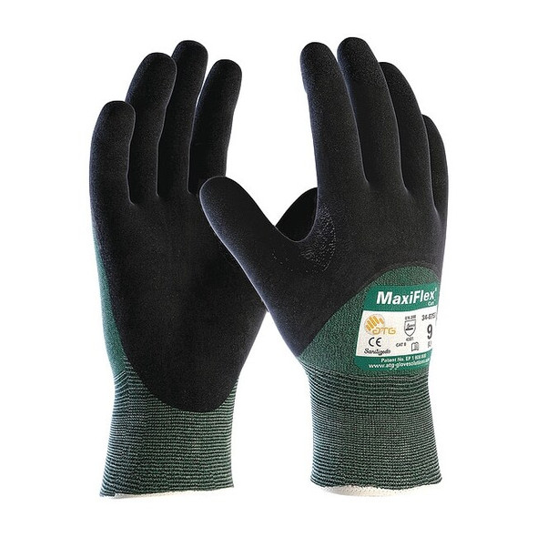 Cut-Resistant Gloves, Cut Level A2 ,Double Dipped ,Nitrile ,Sandy ,L 12 PK