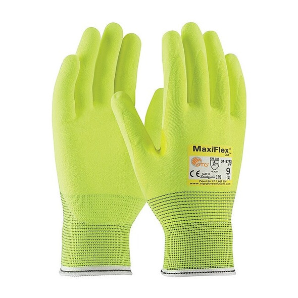 Cut-Resistant Gloves, Cut Level A2 ,Dipped ,Nitrile ,Sandy ,M 12 PK