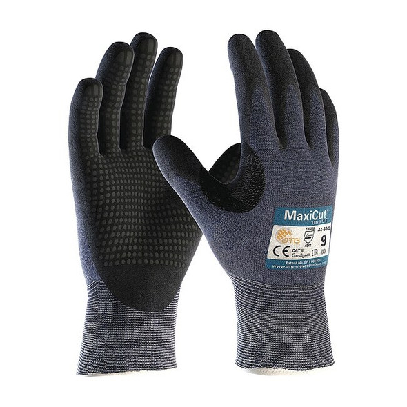 Cut-Resistant Gloves, Cut Level A3 ,Double Dipped ,Foam Nitrile ,Dotted ,M 12 PK