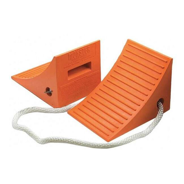 Checkers Wheel Chock,11" D,8" H,17" W,Orange,PR1 UC1600-P