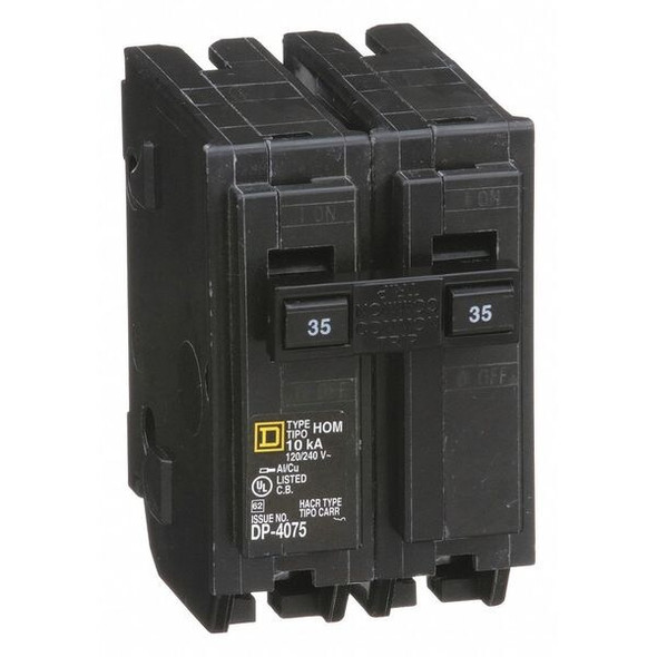 Square D Circuit Breaker,35A,Plug In,120/240V,2P HOM235
