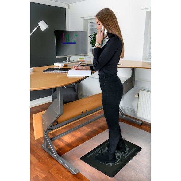 Floortex Antifatigue Mat, 32" L x 20" W, 43/64" Thickness, Polyurethane, Smooth, Black FCA22032BK