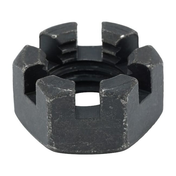 3/4"-10 Grade 8 Plain Finish Carbon Steel Round Slotted Castle Nut, 5 pk.