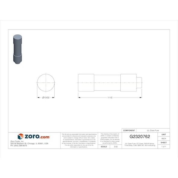 Eaton Bussmann CC Class, Time-Delay, 0.6A, 600V AC, Non-Indicating FNQ-R-6/10