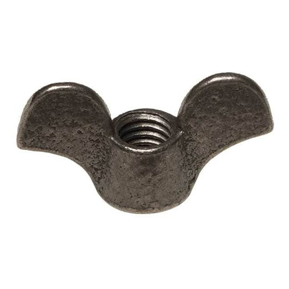 Wing Nut, 1/2"-13, Malleable Iron, Plain, 1 in Ht, 2-1/4 in Max Wing Span, 10 PK