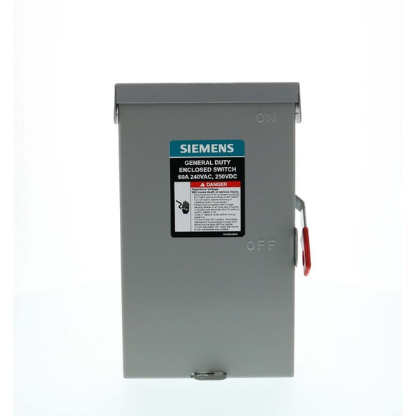 Siemens Safety Switch, Fusible, 60 A, Steel GF222NA Siemens Safety Switch, Fusible, 60 A, Steel GF222NA