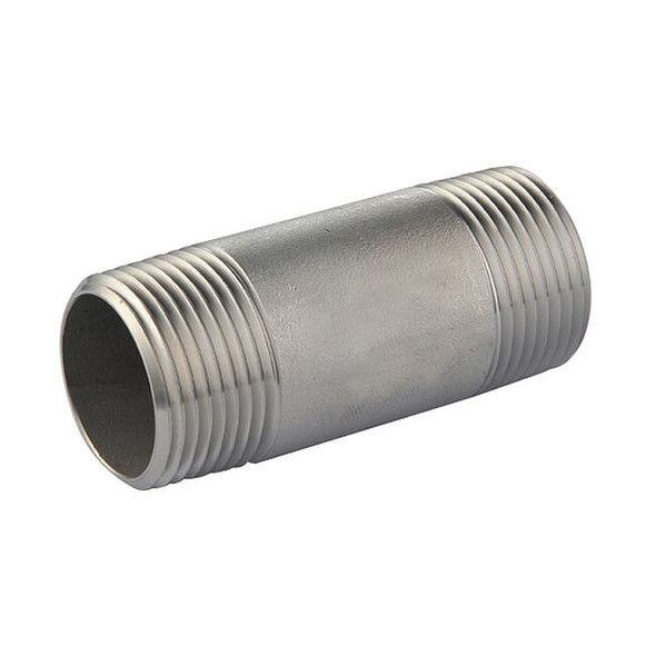 1" MNPT x 10" TBE Stainless Steel Pipe Nipple Sch 80, Thread Type: NPT