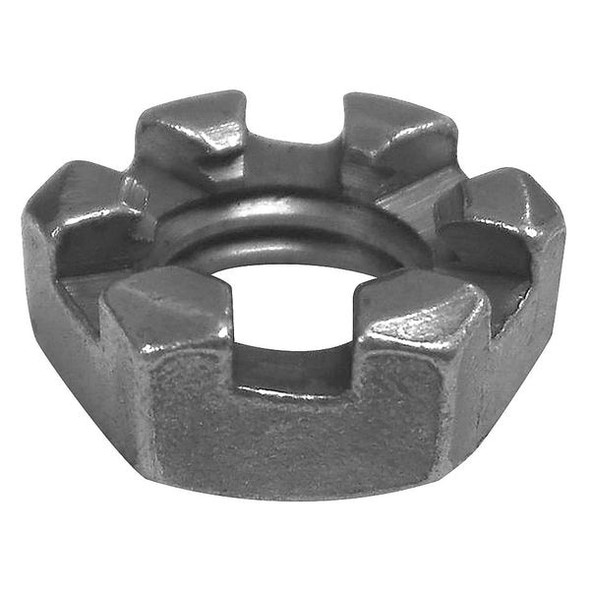 1-1/8"-12 Grade 5 Plain Finish Steel Round Slotted Castle Nut, 5 pk.