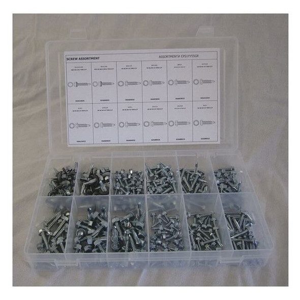 Self-Drilling Screw Assortment, Zinc-Plated Finish, Steel